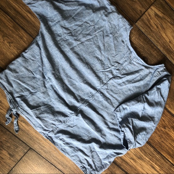 Time and Tru chambery cotton rayon lined blue tie scoop neck top - Picture 7 of 7